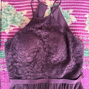 David's Bridal Purple Lace Halter Bridesmaids Dress